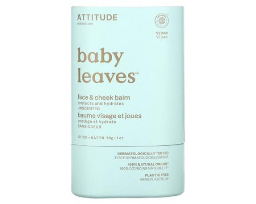 ATTITUDE, Baby Leaves, Face & Cheek Balm, Unscented, 1 oz. (30 g) ATTITUDE, Baby Leaves, Face & Cheek Balm, Unscented, 1 oz. (30 g)