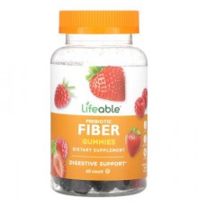 Lifeable, Prebiotic Fiber Gummies, Natural Berry, 60 Gummies