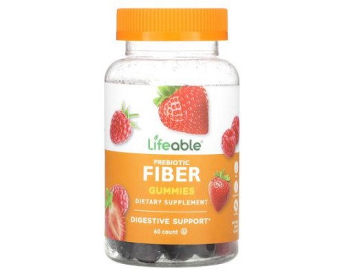 Lifeable, Prebiotic Fiber Gummies, Natural Berry, 60 Gummies