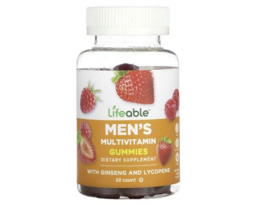 Lifeable, Men's Mutivitamin Gummies, Natural Berry, 60 Gummies