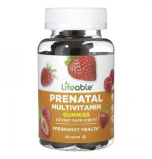 Lifeable, Prenatal Multivitamin Gummies, Natural Berry, 60  Gummies