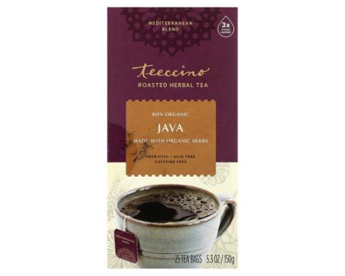 Teeccino, Roasted Herbal Tea, Java, Caffeine Free, 25 Tea Bags, 5.3 oz (150 g)