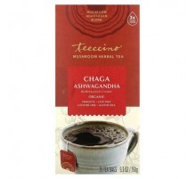 Teeccino, Organic Mushroom Herbal Tea, Chaga Ashwagandha, Butterscotch Cream, Caffeine Free, 25 Tea Bags, 5.3 oz (150 g)