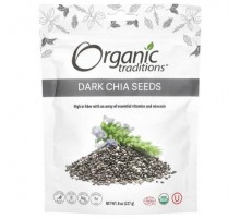Organic Traditions, Dark Chia Seeds, 8 oz (227 g)
