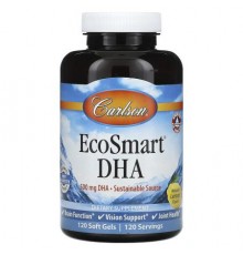 Carlson, EcoSmart DHA, Natural Lemon, 500 mg, 120 Softgels
