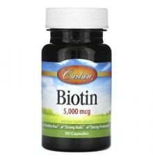 Carlson, Biotin, 5,000 mcg, 50 Capsules