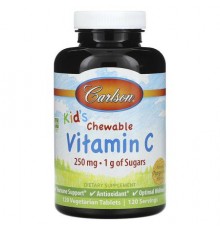 Carlson, Kid's Chewable Vitamin C, Natural Tangerine, 250 mg, 120 Vegetarian Tablets