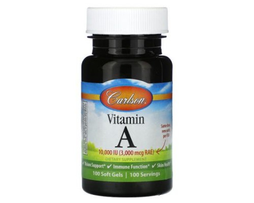 Carlson, Vitamin A, 3,000 mcg RAE (10,000 IU), 100 Soft Gels Carlson, Vitamin A, 3,000 mcg RAE (10,000 IU), 100 Soft Gels