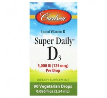 Carlson, Super Daily®, D3, 125 mcg (5,000 IU), 0.086 fl oz (2.54 ml)