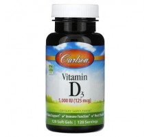 Carlson, Vitamin D3, 125 mg (5,000 IU), 120 Soft Gels