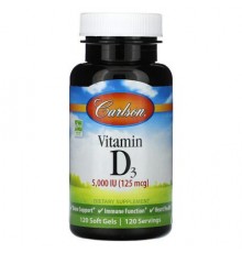 Carlson, Vitamin D3, 125 mg (5,000 IU), 120 Soft Gels
