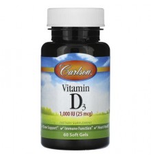 Carlson, Vitamin D3, 25 mcg (1,000 IU), 60 Soft Gels