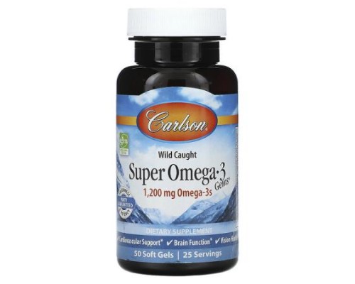 Carlson, Wild Caught Super Omega-3 Gems, 50 Soft Gels