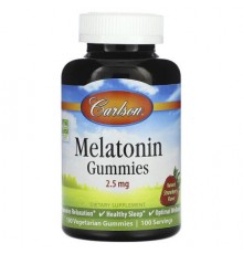 Carlson, Melatonin Gummies, Natural Strawberry, 2.5 mg , 100 Vegetarian Gummies