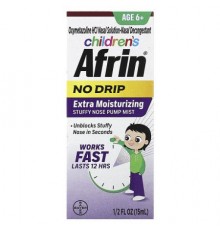 Afrin, Children's, No Drip Extra Moisturizing Stuffy Nose Pump Mist, Age 6+, 1.2 fl oz (15 ml)