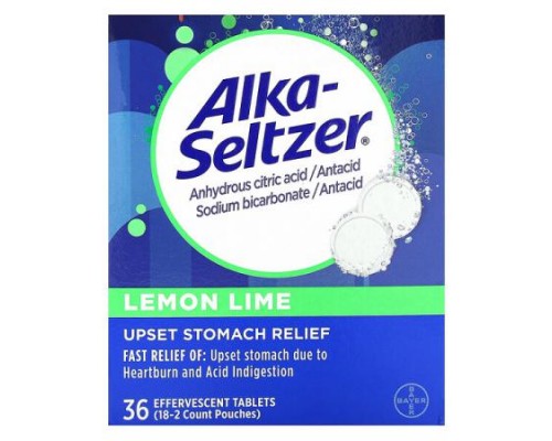 Alka-Seltzer, Upset Stomach Relief, Lemon Lime, 36 Effervescent Tablets Alka-Seltzer, Upset Stomach Relief, Lemon Lime, 36 Effervescent Tablets