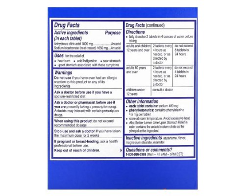 Alka-Seltzer, Upset Stomach Relief, Lemon Lime, 36 Effervescent Tablets Alka-Seltzer, Upset Stomach Relief, Lemon Lime, 36 Effervescent Tablets