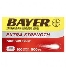 Bayer, Extra Strength Aspirin, 500 mg, 100 Coated Caplets