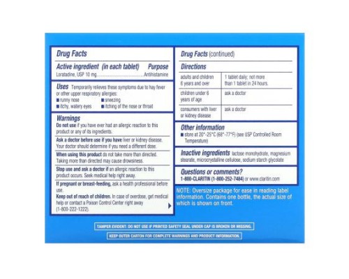 Claritin, Non-Drowsy, Tablets 24-Hour, 10 mg, 30 Tablets Claritin, Non-Drowsy, Tablets 24-Hour, 10 mg, 30 Tablets