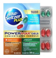 Alka-Seltzer Plus, Cough Mucus & Congestion PowerMax Gels, Maximum Strength, Day & Night, 24 Liquid Gels
