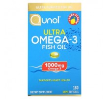 Qunol, Ultra Omega-3 Fish Oil, Lemon, 180 Mini Softgels (500 mg per Softgel)
