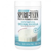 NaturesPlus, Spiru-Tein®, Protein Powder Meal, Unsweetened, Vanilla, 1.62 lbs (736 g)
