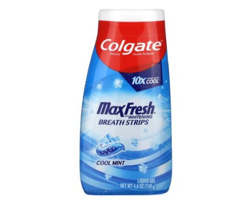 Colgate, MaxFresh with Whitening Breath Strips, Liquid Gel, Cool Mint, 4.6 oz (130 g)
