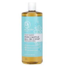 Dr. Jacobs Naturals, Plant-Based Pure Castile All-In-1 Soap, Fragrance Free, 32 oz (946 ml)