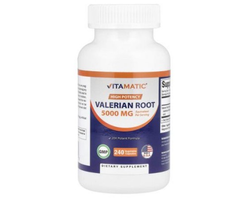 Vitamatic, Valerian Root, High Potency, 5,000 mg, 240 Vegetable Capsules