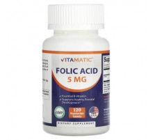Vitamatic, Folic Acid , 5 mg , 120 Vegetarian Tablets