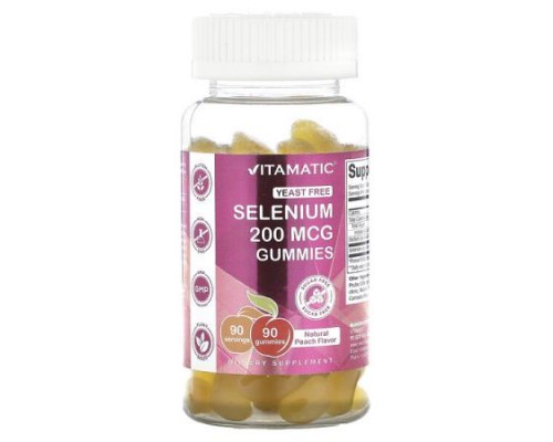 Vitamatic, Selenium, Natural Peach, 200 mcg, 90 Gummies Vitamatic, Selenium, Natural Peach, 200 mcg, 90 Gummies