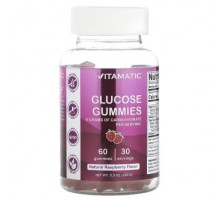Vitamatic, Glucose Gummies, Natural Raspberry, 60 Gummies