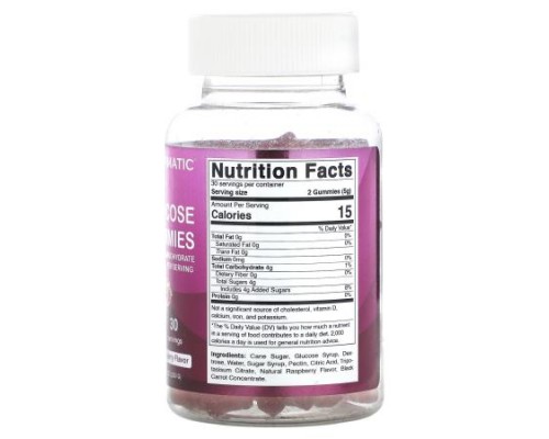 Vitamatic, Glucose Gummies, Natural Raspberry, 60 Gummies