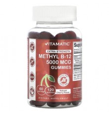 Vitamatic, Methyl B-12 Gummies, Extra Strength, Natural Cherry, 120 Gummies (2,500 mcg per Gummy)