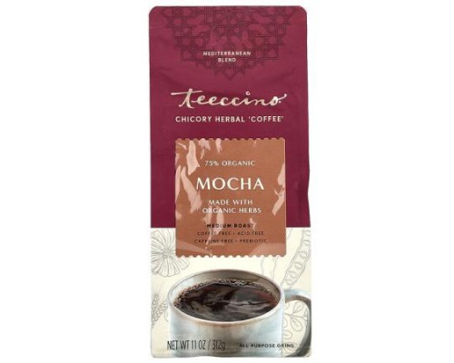 Teeccino, Chicory Herbal Coffee, Mocha, Medium Roast, Caffeine Free, 11 oz (312 g)
