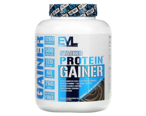 EVLution Nutrition, Stacked Protein Gainer, Double Rich Chocolate, 6 lbs (2.72 kg) EVLution Nutrition, Stacked Protein Gainer, Double Rich Chocolate, 6 lbs (2.72 kg)