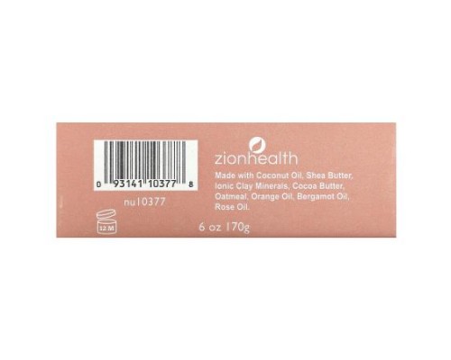 Zion Health, Ancient Clay Bar Soap, Bergamot Rose, 6 oz (170 g)