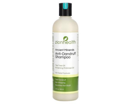 Zion Health, Ancient Minerals, Anti-Dandruff Shampoo, Tea Tree Oil & Evening Primrose Oil, 12 fl oz (355 ml)