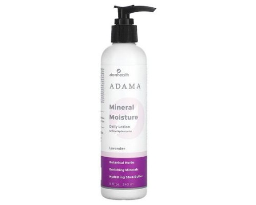 Zion Health, Adama, Mineral Moisture Daily Lotion, Lavender, 8 fl oz (240 ml) Zion Health, Adama, Mineral Moisture Daily Lotion, Lavender, 8 fl oz (240 ml)