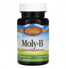 Carlson, Moly-B™,  Chelated Molybdenum, 300 Vegetarian Tablets (500 mcg per Tablet)