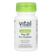 Vital Nutrients, Hyperbiotics®, Pro-15®, Pre + Probiotic, 30 Vegan Micro-Pearls