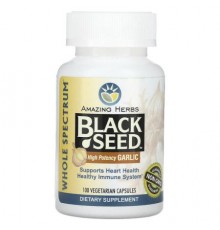 Amazing Herbs, Black Seed, High Potency Garlic, 100 Vegetarian Capsules
