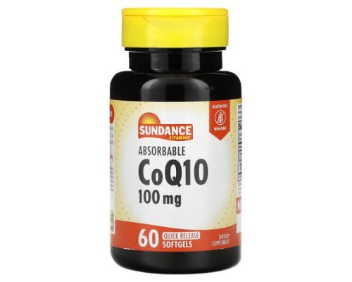 Sundance Vitamins, Absorbable CoQ10, 100 mg, 60 Quick Release Softgels Sundance Vitamins, Absorbable CoQ10, 100 mg, 60 Quick Release Softgels