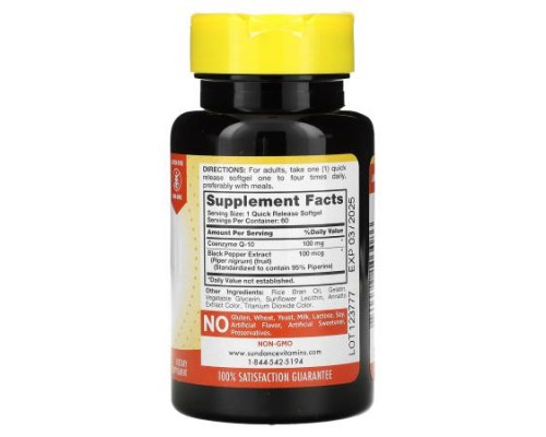 Sundance Vitamins, Absorbable CoQ10, 100 mg, 60 Quick Release Softgels Sundance Vitamins, Absorbable CoQ10, 100 mg, 60 Quick Release Softgels
