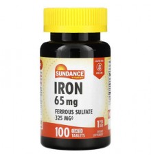 Sundance Vitamins, Iron, 65 mg, 100  Coated Tablets