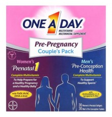 One-A-Day, Pre-Pregnancy Couple's Pack, Women's Prenatal 1 & Men's Pre-Conception Health, 30 Women's Prenatal Softgels, 30 Men's Pre-Conception Tablets