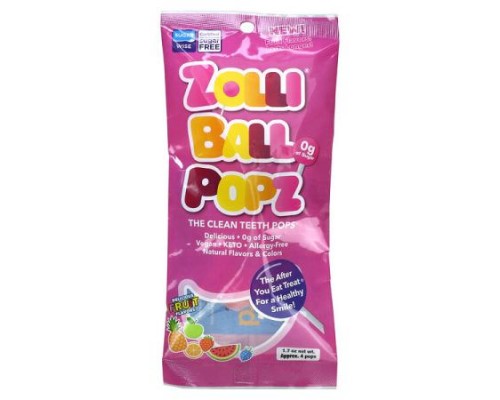 Zollipops, Zolli Ball Popz, The Clean Teeth Pops, Delicious Fruit, Approx. 4 pops, 1.7 oz Zollipops, Zolli Ball Popz, The Clean Teeth Pops, Delicious Fruit, Approx. 4 pops, 1.7 oz