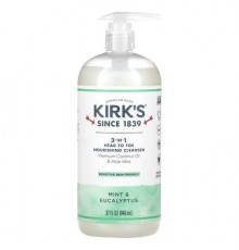 Kirk's, 3-In-1 Head To Toe Nourishing Cleanser, Mint & Eucalyptus, 32 fl oz (946 ml)