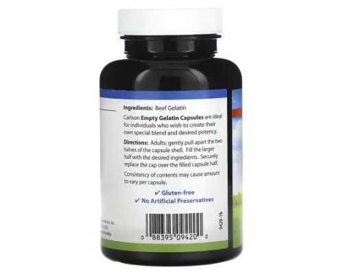 Carlson, Empty Gelatin Capsules #0, 150 Capsules Carlson, Empty Gelatin Capsules #0, 150 Capsules