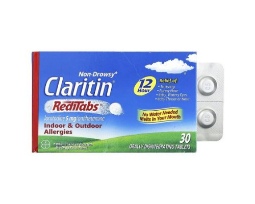 Claritin, Non-Drowsy RediTabs, Indoor & Outdoor Allergies, 5 mg, 30 Orally Disintegrating Tablets Claritin, Non-Drowsy RediTabs, Indoor & Outdoor Allergies, 5 mg, 30 Orally Disintegrating Tablets